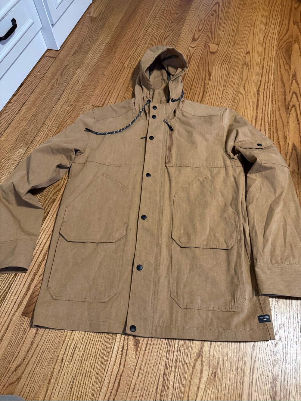 Toad&Co Hooded Utility Raincoat in Tan